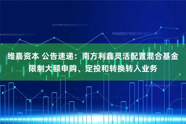 维嘉资本 公告速递：南方利鑫灵活配置混合基金限制大额申购、定投和转换转入业务